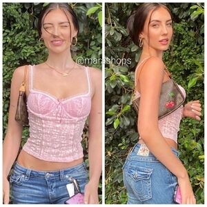 Y2K Victoria’s Secret Sydney Carlson Baby Pink Lace Cami Bustier Top